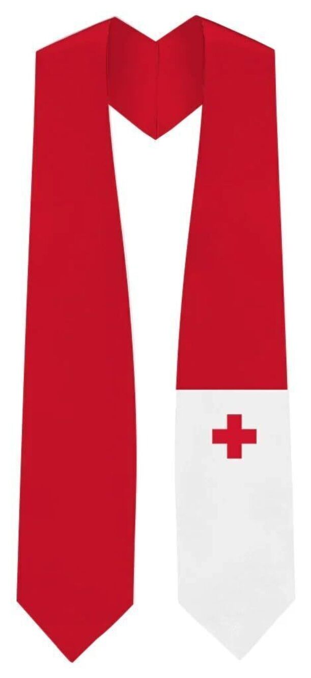 5263 Tonga Flag Graduation Stole - Fits All Body Types - Tonga Study Abroad
